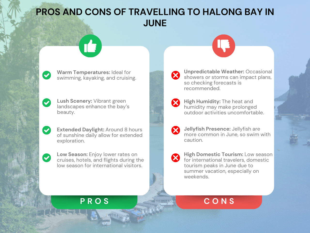 Pros and Cons of Travelling To Halong Bay In June Infographic