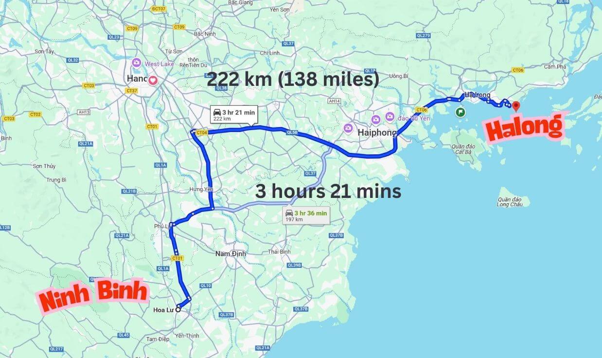 Ninh Binh To Halong Bay Map Ninh Binh To Halong Bay Map